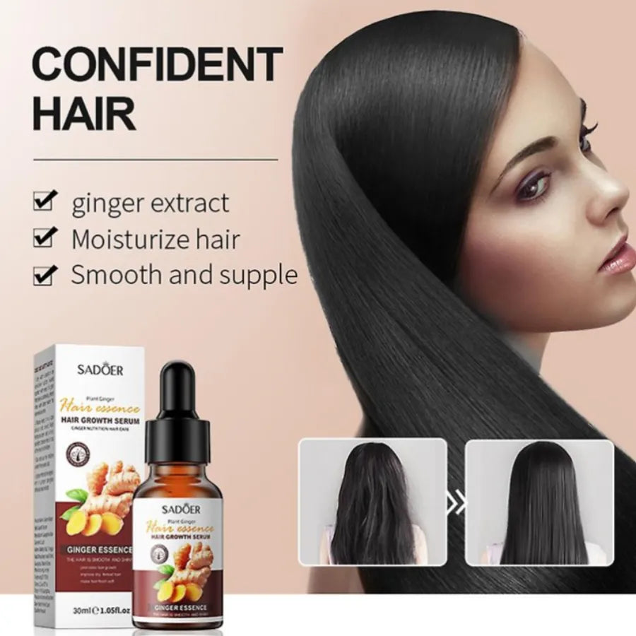Sérum de Crecimiento Capilar Rápido con Jengibre 30ml | Aceite Anticaída y Revitalizante para Hombre y Mujer | Tratamiento de Nutrición Profunda