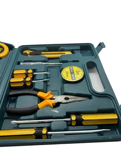 Caja Set Juego de Herramientas 12 Piezas | Maletín Compacto, Esencial para Mantenimiento del Hogar