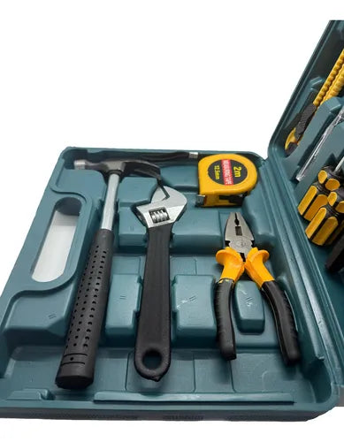Caja Set Juego de Herramientas 12 Piezas | Maletín Compacto, Esencial para Mantenimiento del Hogar