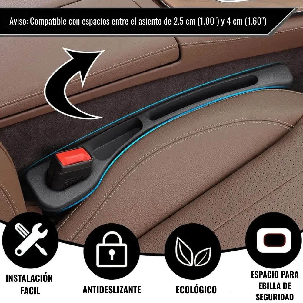 Kit x2 Rellenos para Hueco de Asiento de Carro | Organizador Anti-Caída Universal | Bloqueador de Espacios para Celular, Llaves y Monedas | Negro Elegante