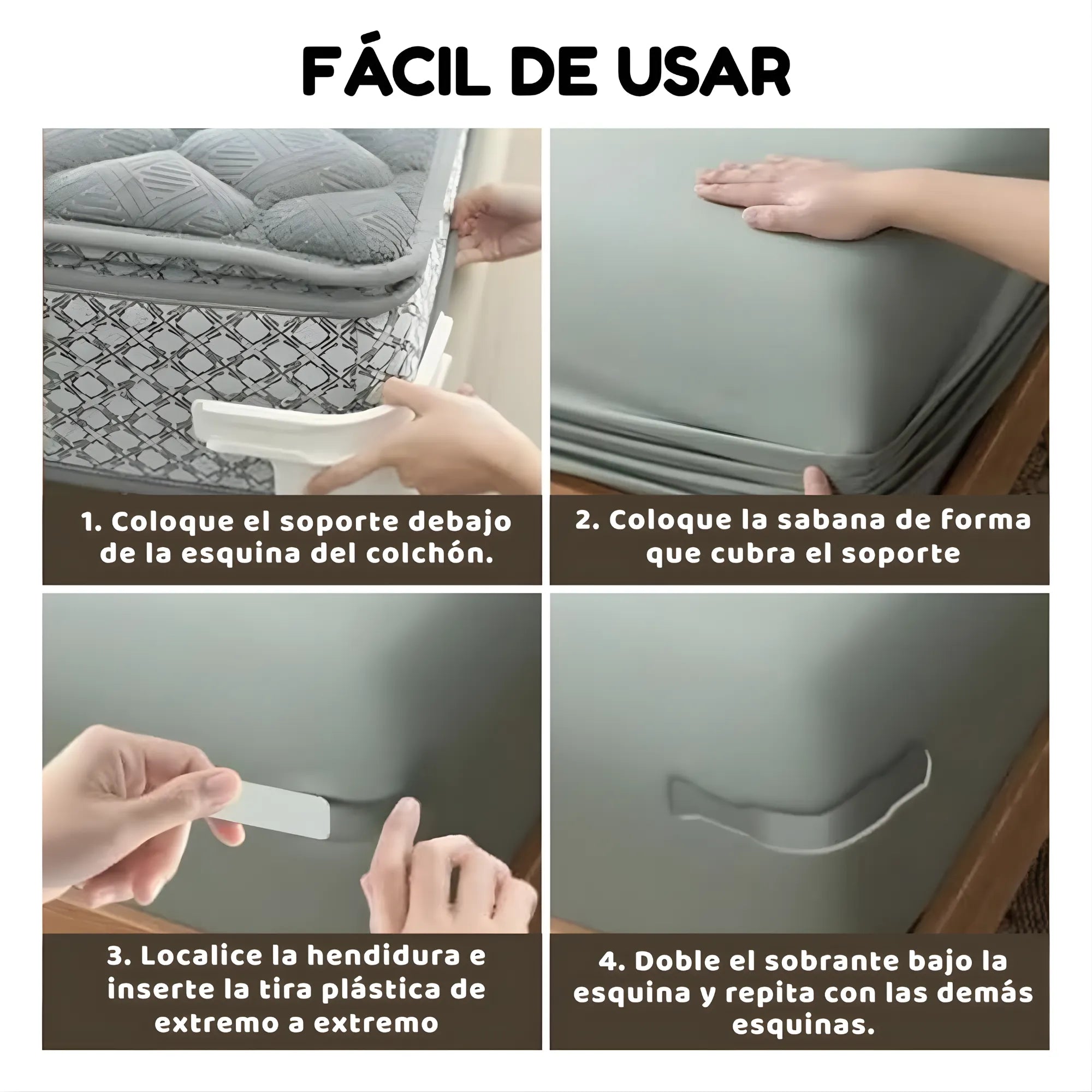 Kit de 4 Tensores Ajustables para Sábanas | Sujetadores Antideslizantes de Alta Resistencia | Sistema de Fijación para Colchones de 15-30cm | Mantén tu Cama Siempre Perfecta y Sin Arrugas