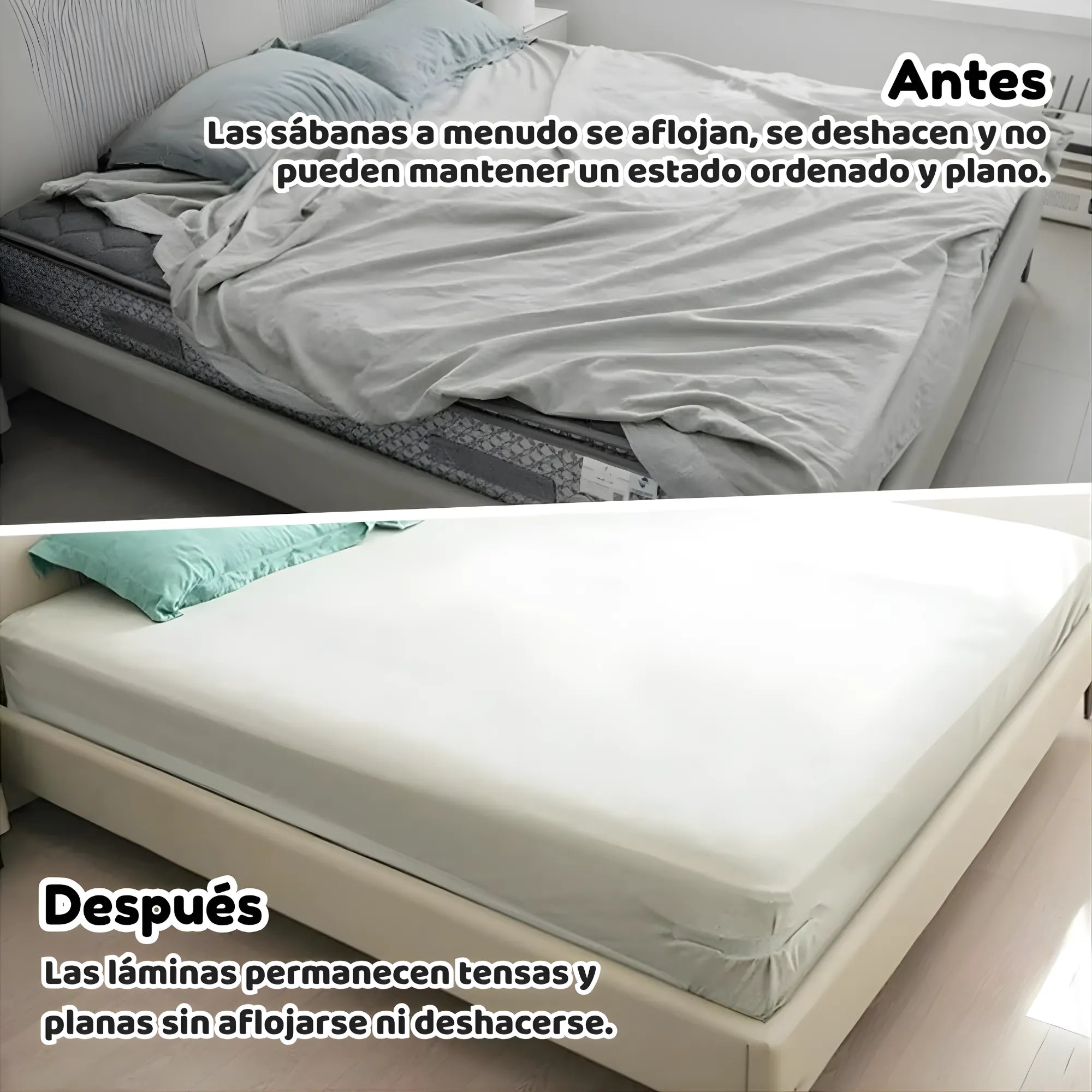 Kit de 4 Tensores Ajustables para Sábanas | Sujetadores Antideslizantes de Alta Resistencia | Sistema de Fijación para Colchones de 15-30cm | Mantén tu Cama Siempre Perfecta y Sin Arrugas
