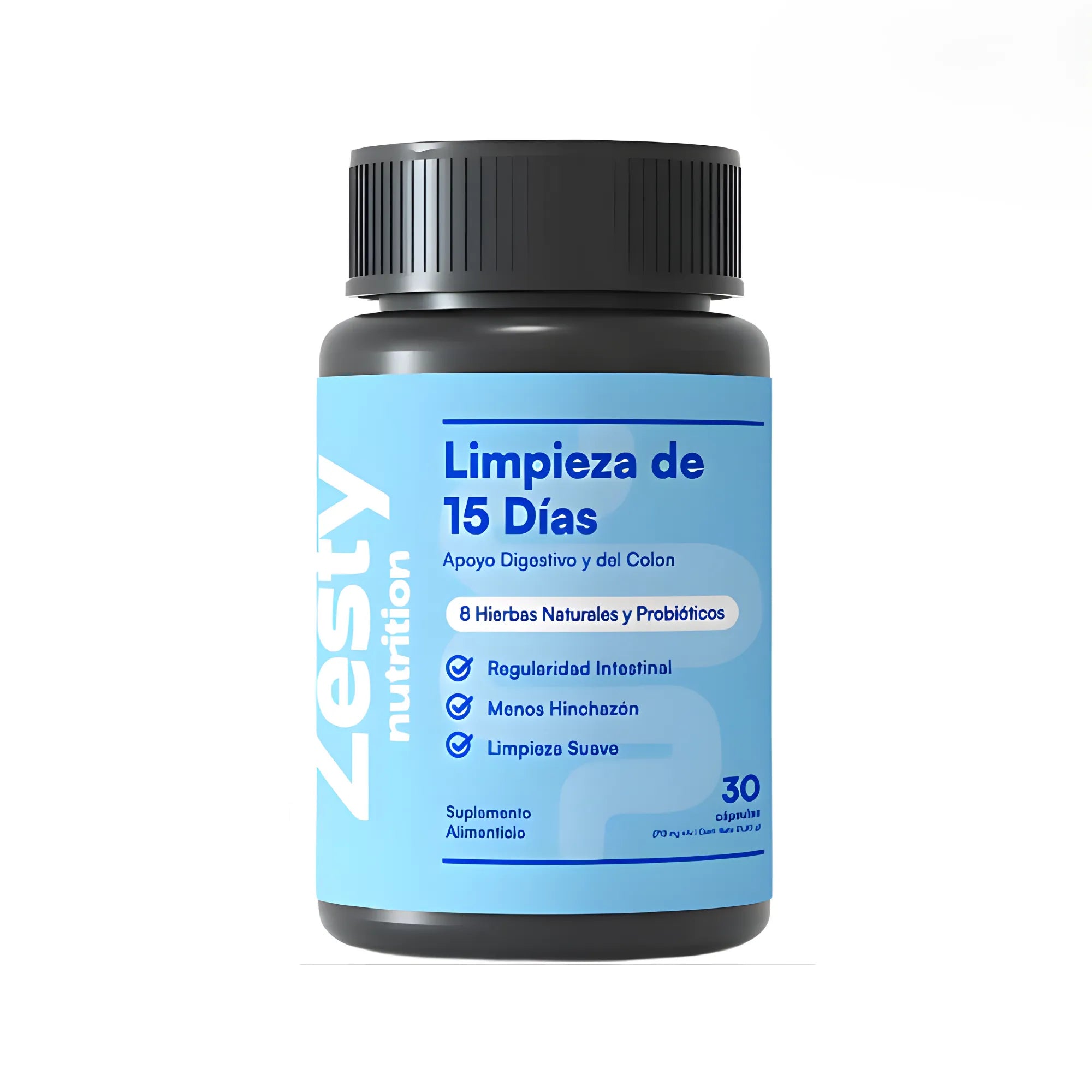 Suplemento Zesty Cleanse 15 Días | Limpieza Digestiva Natural 30 Cápsulas | Detox Vegetal para Bienestar Intestinal y Sensación de Ligereza | Fórmula de Origen Natural
