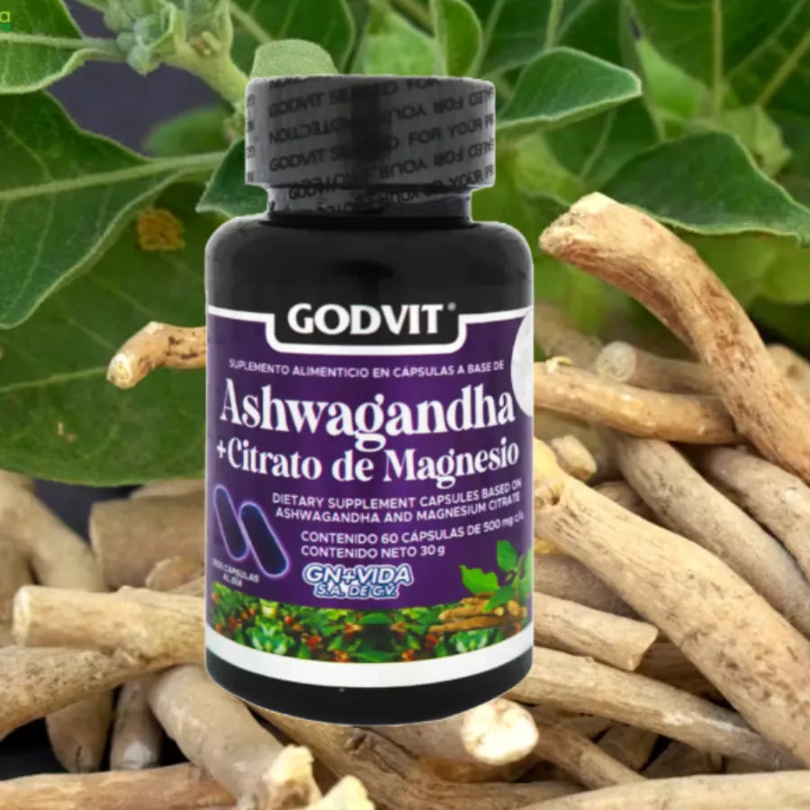 Ashwagandha con Magnesio Certificado COFEPRIS | 60 Cápsulas para Reducción de Estrés y Sueño Reparador | Suplemento Adaptógeno Natural | Apoyo para Memoria, Energía y Recuperación Muscular