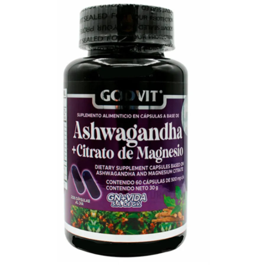Ashwagandha con Magnesio Certificado COFEPRIS | 60 Cápsulas para Reducción de Estrés y Sueño Reparador | Suplemento Adaptógeno Natural | Apoyo para Memoria, Energía y Recuperación Muscular