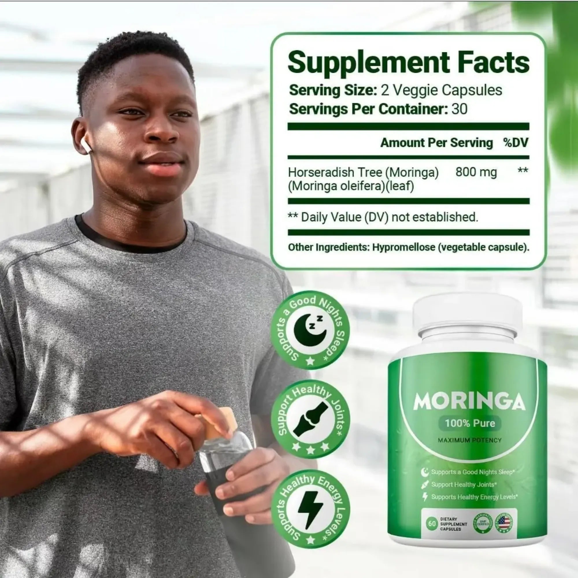 Suplemento de Moringa Premium 60 Cápsulas | Potente Antiinflamatorio Natural y Refuerzo Inmunológico | Alivia Dolor Articular y Mejora la Salud Intestinal | Energía Natural y Sueño Reparador | Calidad Nexiora