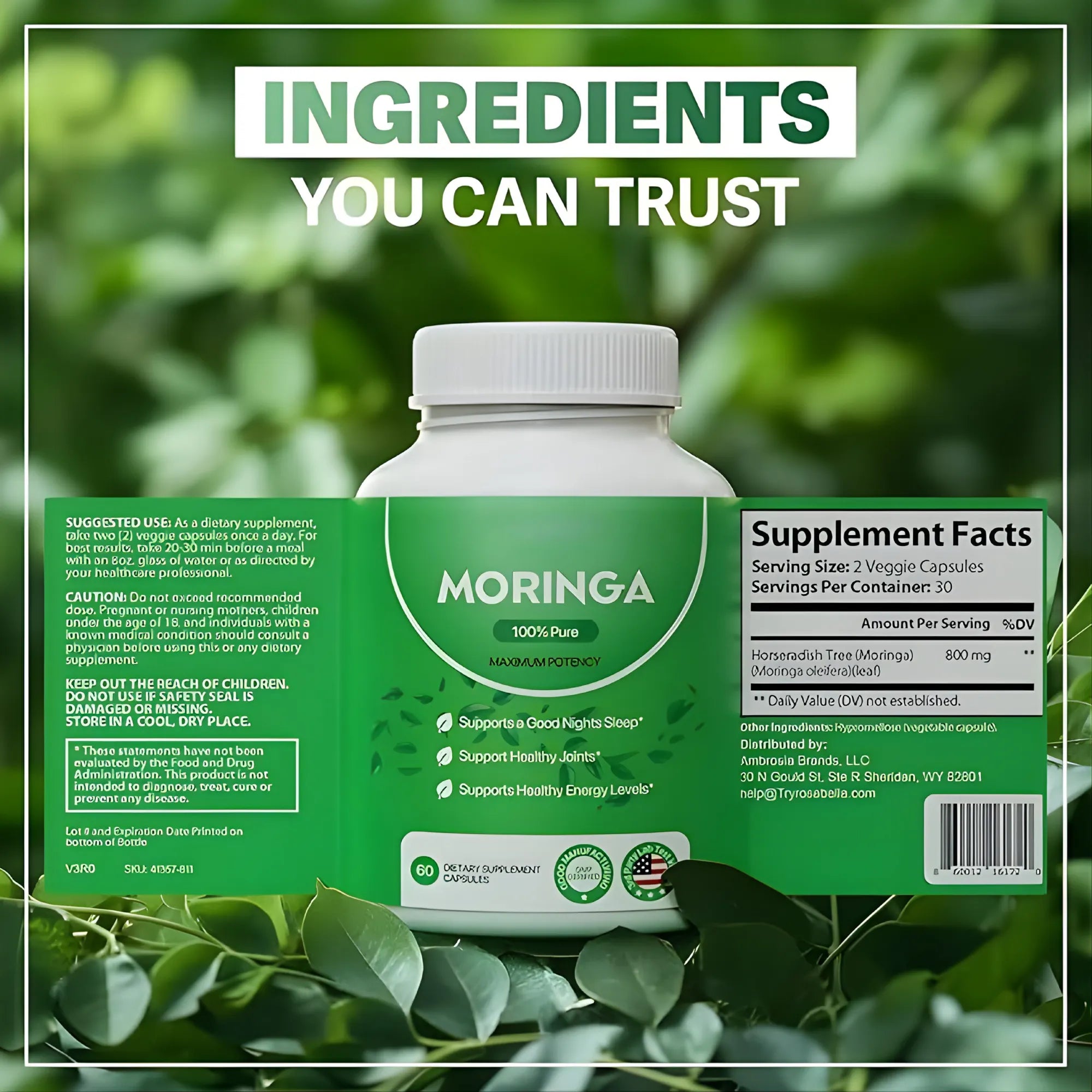 Suplemento de Moringa Premium 60 Cápsulas | Potente Antiinflamatorio Natural y Refuerzo Inmunológico | Alivia Dolor Articular y Mejora la Salud Intestinal | Energía Natural y Sueño Reparador | Calidad Nexiora