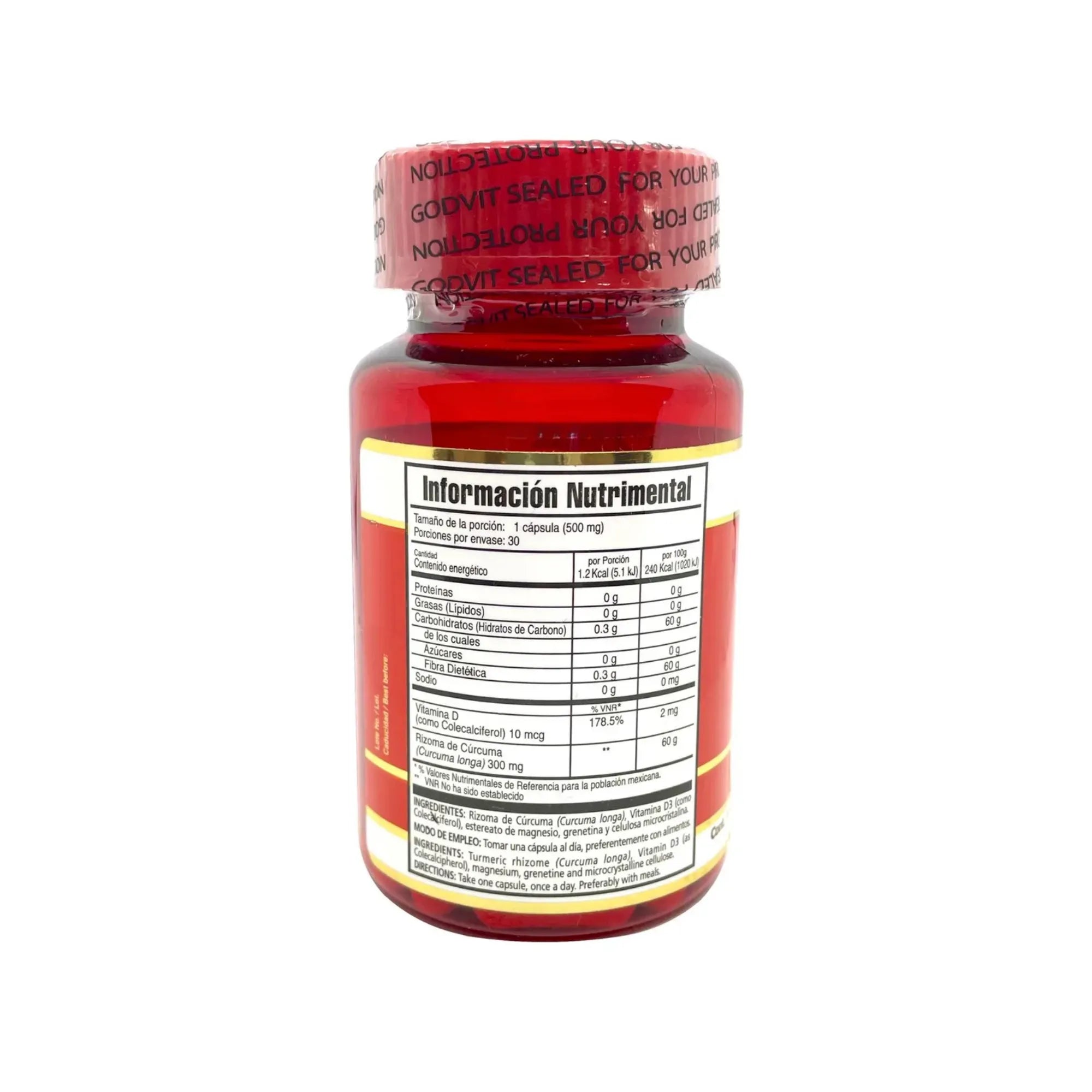 Cúrcuma con Vitamina D3 Certificado COFEPRIS | 30 Cápsulas de 500mg | Potente Antiinflamatorio y Antioxidante Natural | Apoyo para Articulaciones, Huesos e Inmunidad