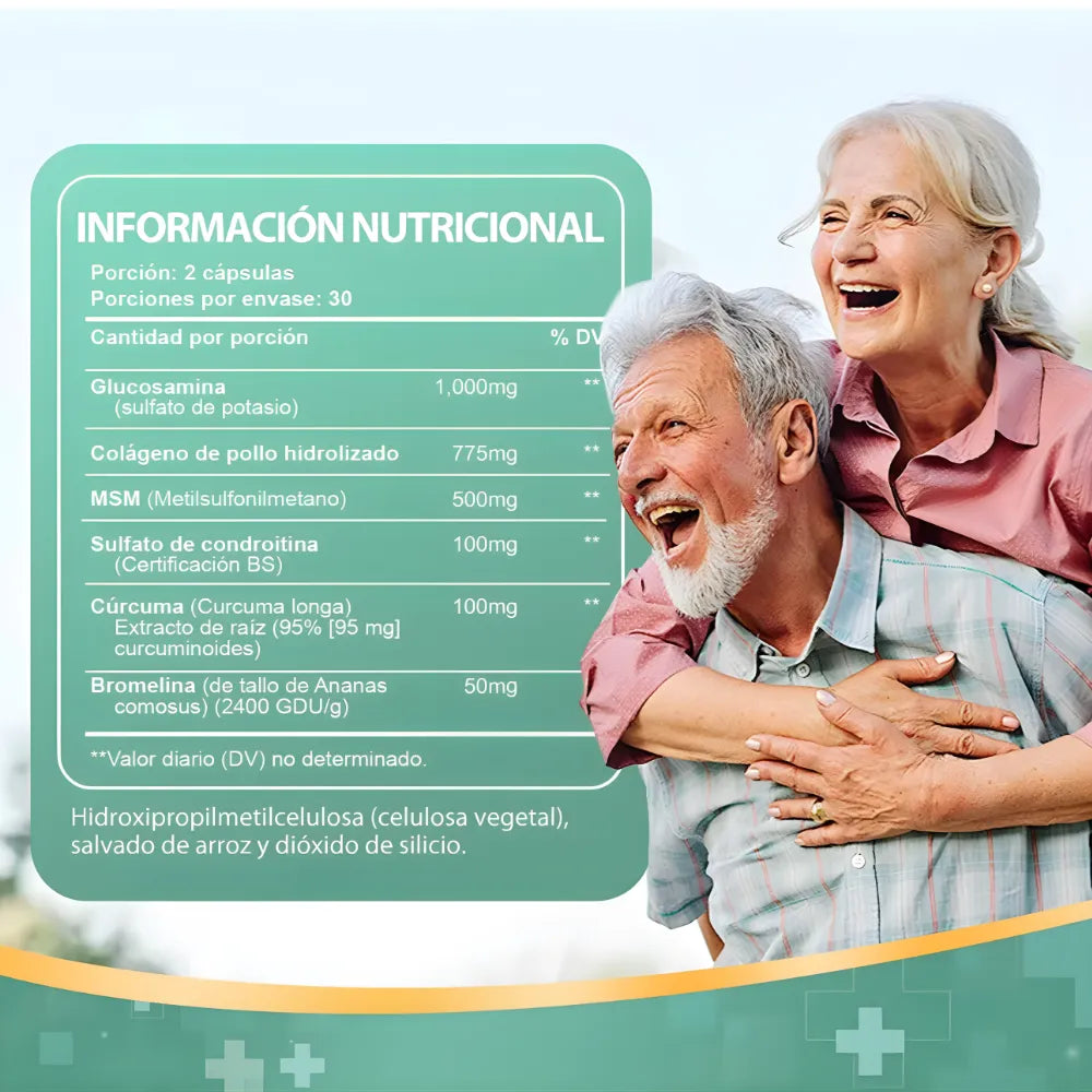 Suplemento Joint Support Windboss 60 Tabletas | Complejo para Salud Articular con Glucosamina, Condroitina y MSM | Colágeno Tipo II para Regeneración de Cartílago | Con Cúrcuma y Bromelina Antiinflamatoria