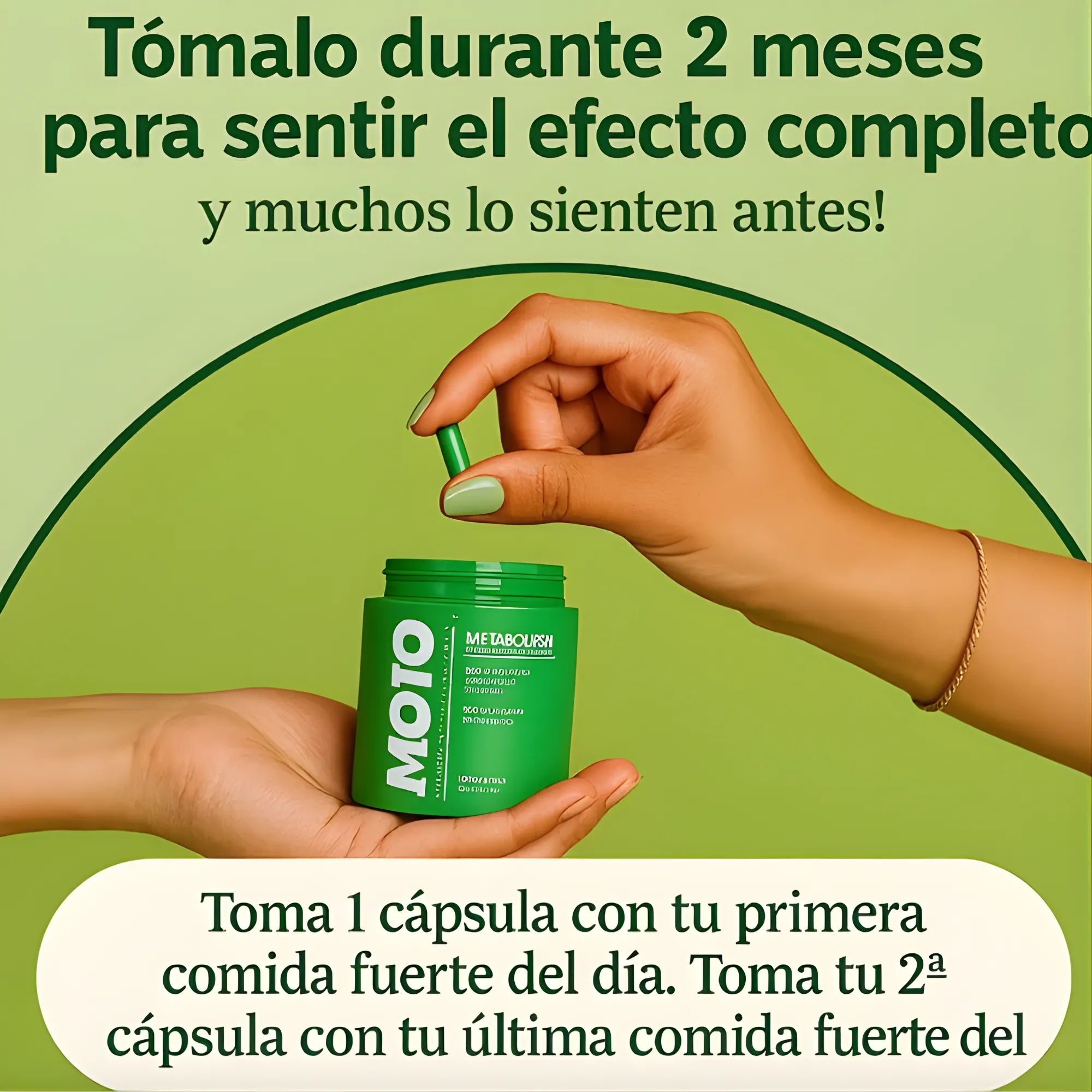 Suplemento MOTO Metabolismo 60 Cápsulas | Activador Natural de Energía y Quema de Grasa para Mujeres | Con Té Verde y Vitamina B12 | Control de Antojos y Apoyo Metabólico | Fórmula 100% Vegana