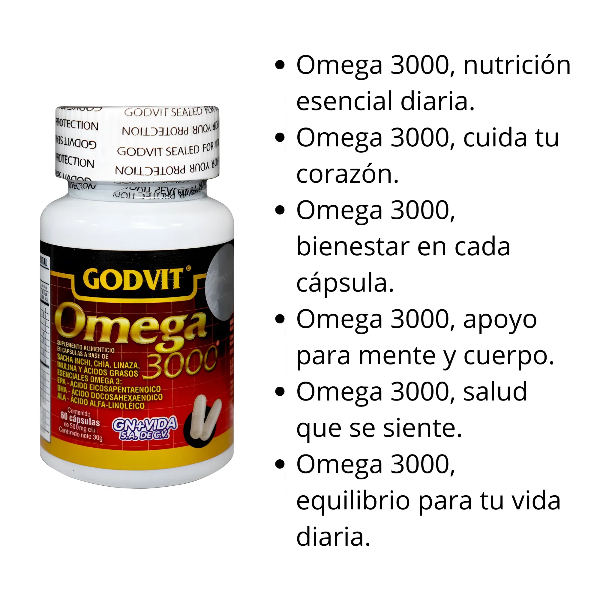 Suplemento Omega 3000 Nexiora | Enriquecido con Aceite de Krill | Certificado por COFEPRIS | 60 Cápsulas de 500mg | Máxima Concentración EPA, DHA y ALA | Soporte Cardiovascular, Memoria y Articulaciones