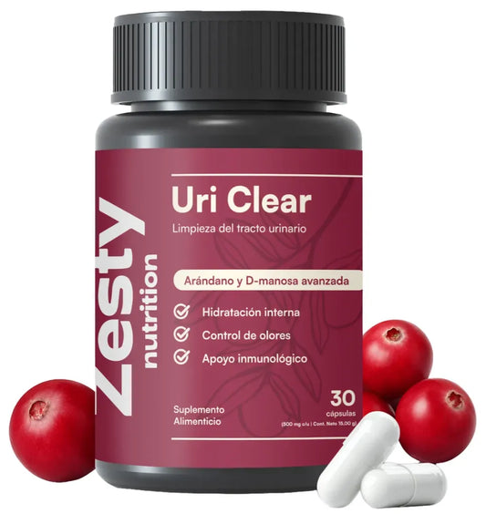 Suplemento Uri Clear 30 Cápsulas | Fórmula Natural con D-Manosa y Arándano Rojo | Soporte para Tracto Urinario, Equilibrio del pH y Frescura Íntima Femenina | Enriquecido con Vitamina C