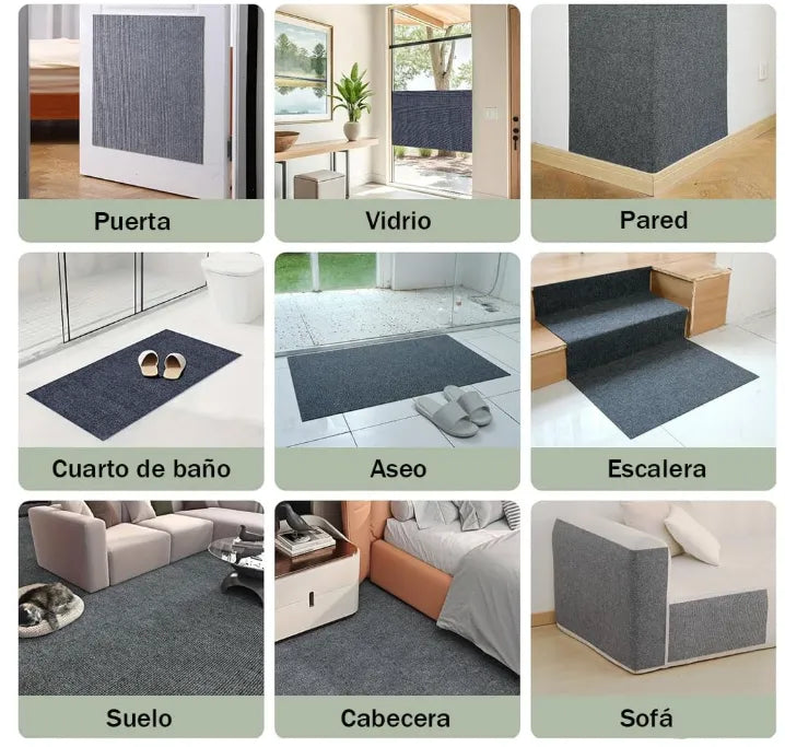 Tapete Rascador para Gatos Autoadhesivo 40cm x 1m | Protector de Muebles y Sofás contra Arañazos | Alfombrilla Ecológica Recortable y Reutilizable | Solución Anti-Estrés para Gatos y Armonía en el Hogar | Color Gris