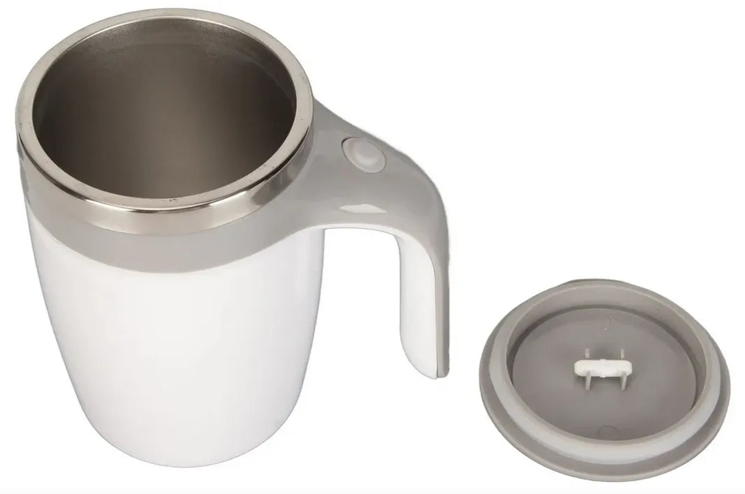 Taza de Café con Agitación Automática Magnética | Vaso Térmico de Acero Inoxidable 304 | Mezclador Eléctrico Portátil para Café, Proteína y Chocolate | Capacidad 380ml | Diseño Ergonómico en Color Blanco
