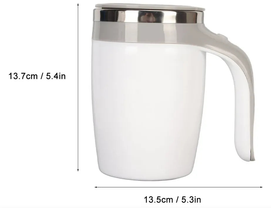 Taza de Café con Agitación Automática Magnética | Vaso Térmico de Acero Inoxidable 304 | Mezclador Eléctrico Portátil para Café, Proteína y Chocolate | Capacidad 380ml | Diseño Ergonómico en Color Blanco