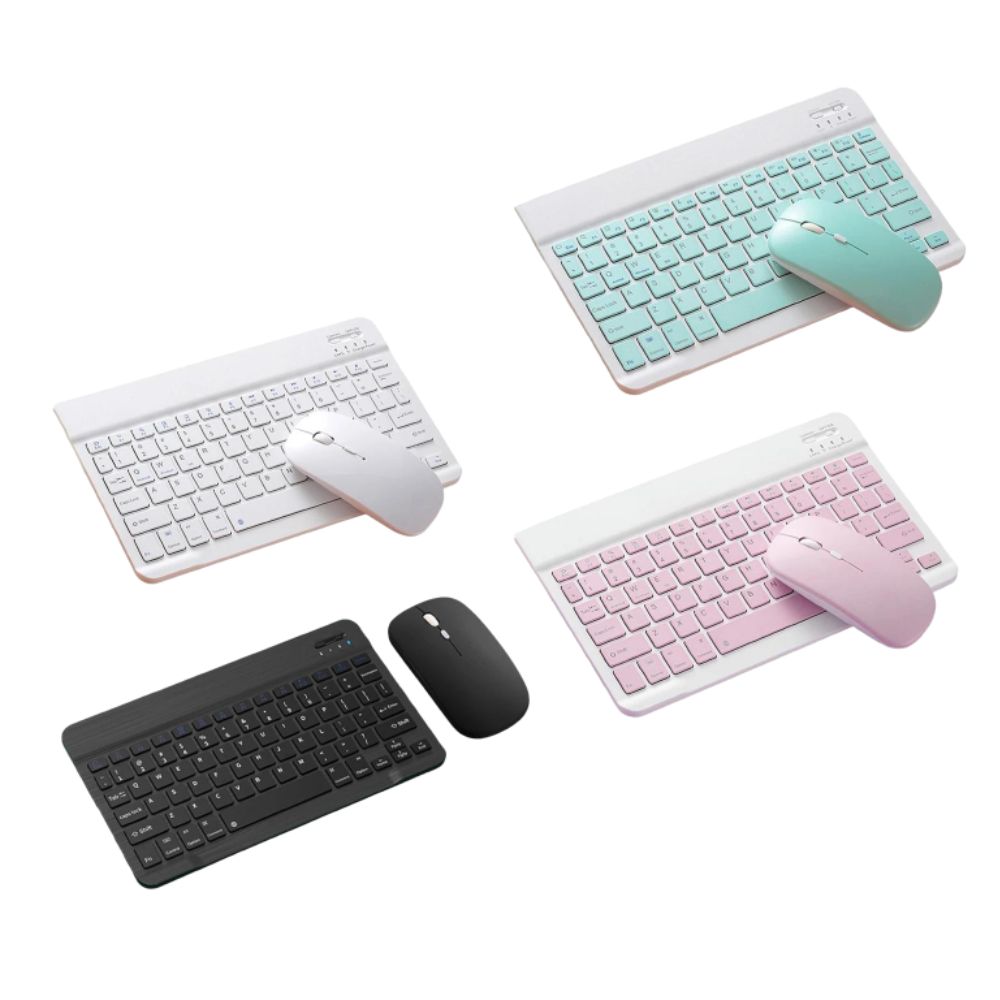 Kit Teclado y Mouse Inalámbrico Bluetooth AS-110 | Recargable, Silencioso, Compatible con Tablet y PC