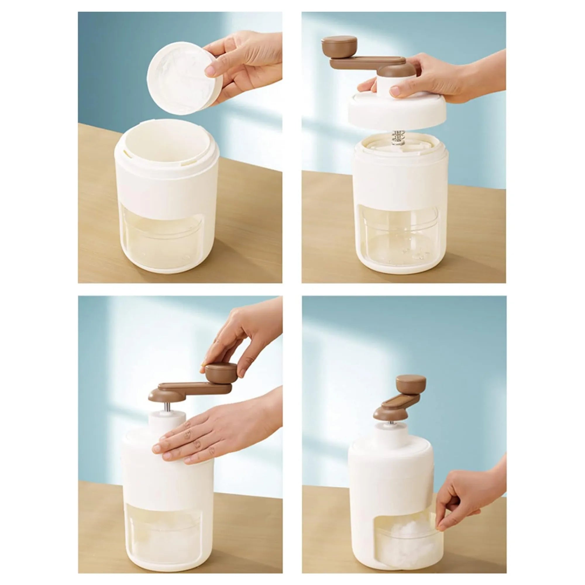Trituradora de Hielo Manual para Raspados y Granizados | Máquina Portátil con Cuchillas de Acero Inoxidable | Picadora de Hielo para Frappés, Coctelería y Postres | Diseño Ergonómico y Duradero