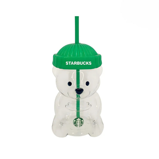 Vaso Oso Barista Bearista 500ml con Tapa y Sorbete | Vaso Reutilizable para Café y Bebidas Frías | Diseño Encantador Tipo Starbucks OEM | Accesorio Sostenible y Coleccionable