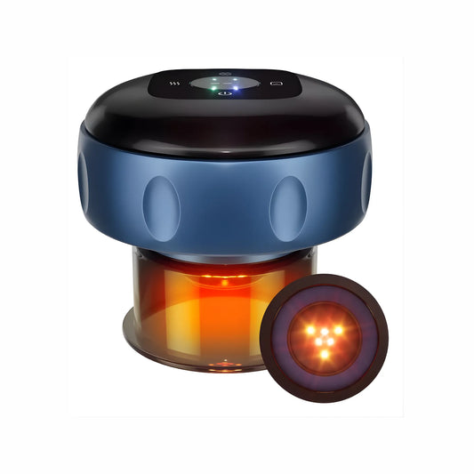 Ventosa Terapéutica Eléctrica Inteligente 3-en-1 | Masajeador de Vacumterapia con 6 Niveles de Calor y Succión | Terapia de Luz Roja para Recuperación Muscular y Circulación | Pantalla LCD
