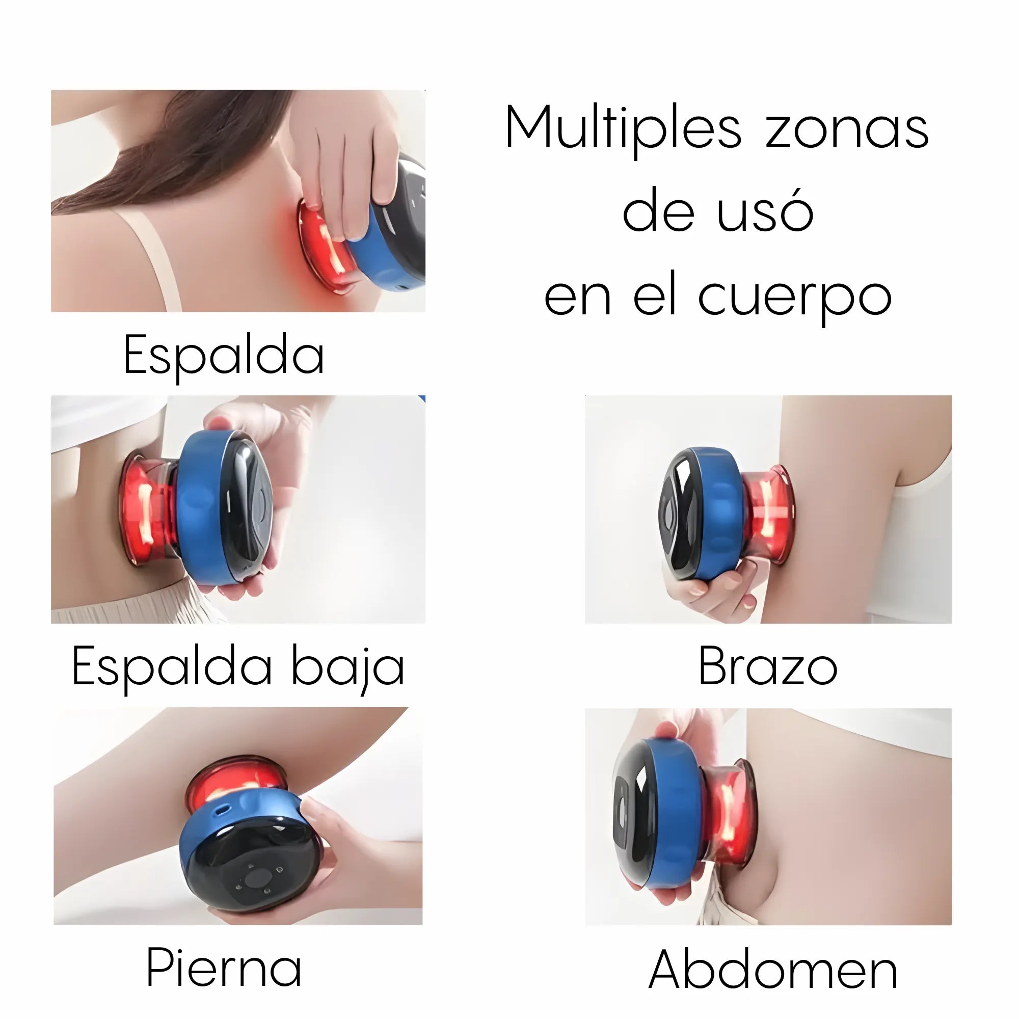 Ventosa Terapéutica Eléctrica Inteligente 3-en-1 | Masajeador de Vacumterapia con 6 Niveles de Calor y Succión | Terapia de Luz Roja para Recuperación Muscular y Circulación | Pantalla LCD