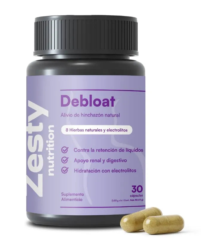 Suplemento Debloat 30 Cápsulas | Alivio de Hinchazón Abdominal y Gases | Fórmula Natural con Vinagre de Manzana, Jengibre y Diente de León | Drenaje de Líquidos Retenidos y Soporte Digestivo