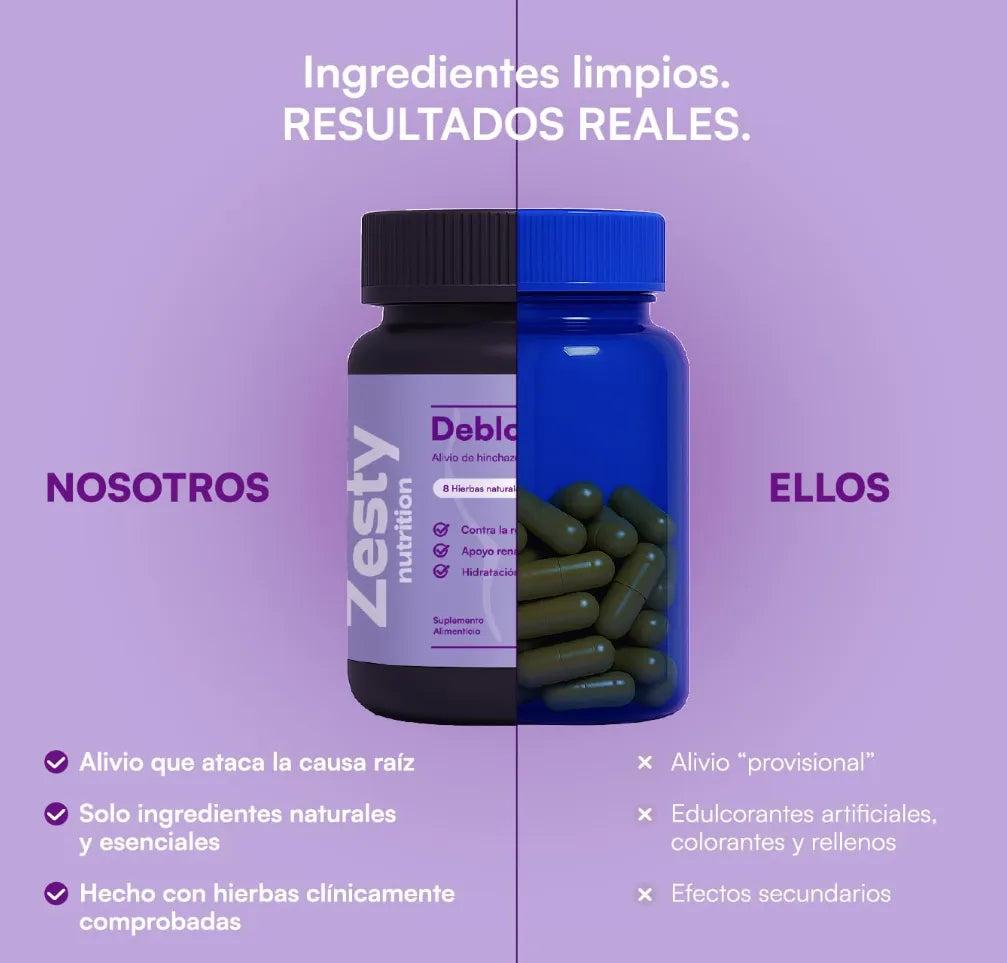 Suplemento Debloat 30 Cápsulas | Alivio de Hinchazón Abdominal y Gases | Fórmula Natural con Vinagre de Manzana, Jengibre y Diente de León | Drenaje de Líquidos Retenidos y Soporte Digestivo